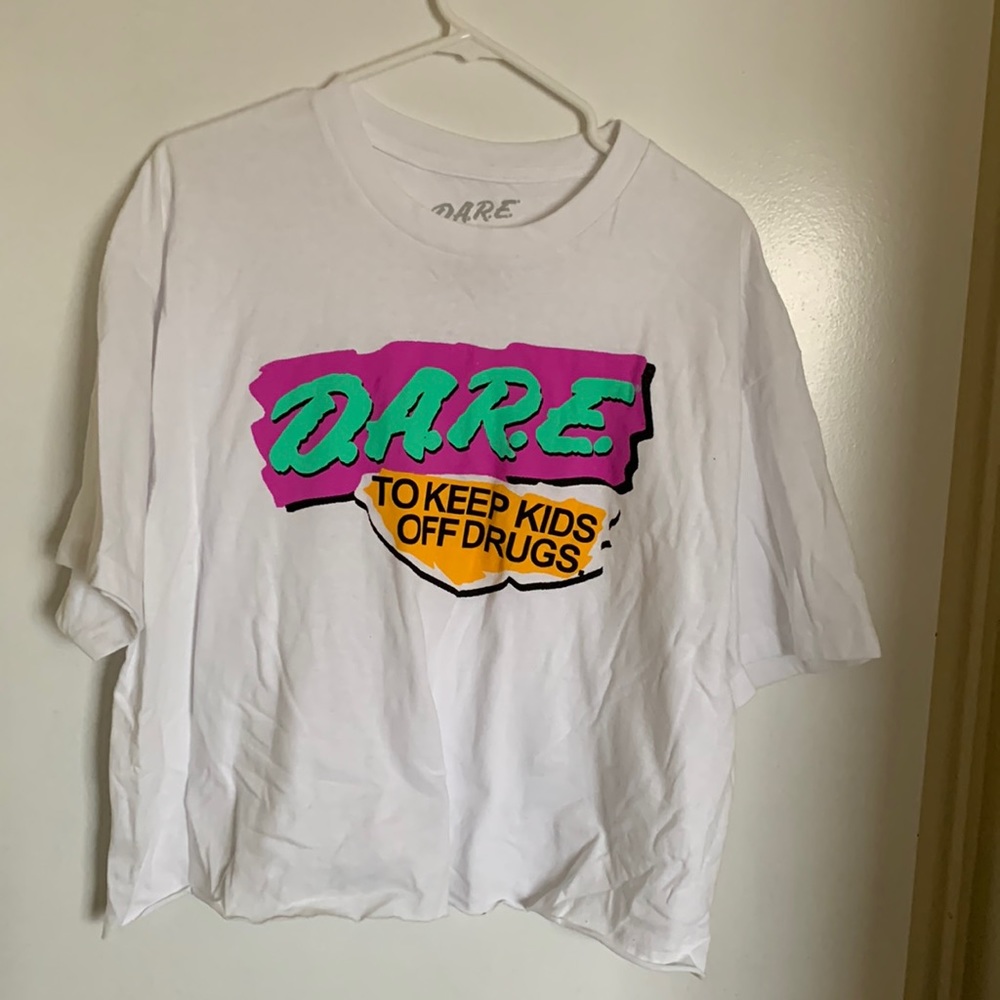White retro D.A.R.E crop top